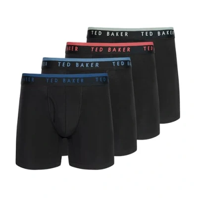 Image of Ted Baker Men&#039;s 4 Pack Cotton Stretch Boxer Briefs, Black Beauty, M