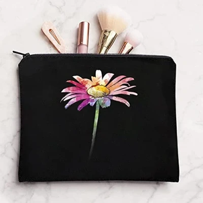 Image of Daisy Printed Zip Canvas Pouch Makeup Bag Make Up Bag, Cosmetic Travel Bag,Toiletry Bag,Organizer Bags,Toiletry Bags, bride Bridesmaid bag,Pencil bag,Wash Bag,Coin Purse (daisy013)