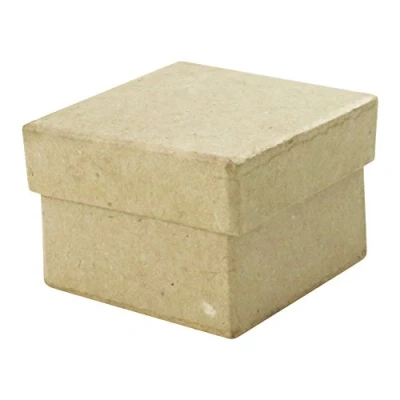 Image of Décopatch Ref BT501O Square Box Papier Maché Object to Decorate 4.5 x 3cm with Papers &amp; PaperPatch Glue, Glitter, Paints