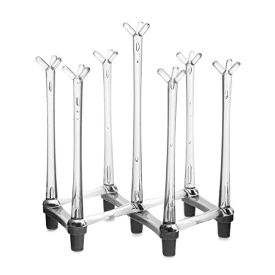 Image of QWORK® extendable Bottle Drainer, draining Rack, Plastic Dish Drying Grey