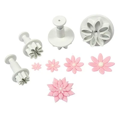 Image of PME DA634 Daisy Marguerite Plunger Cutters, Mini, Small, Medium and Large Sizes, Set of 4 White