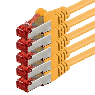 Image of 1aTTack.de 0.5m Cat6 Ethernet Cable Lan Patch Cat 6 Cables Internet Rj45 Plug 1Gbit/s SFTP PIMF yellow 5 pieces