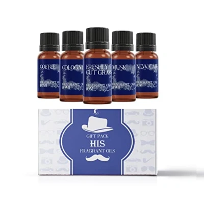 Image of Mystic Moments HIS Fragrance Oil Gift Starter Pack 5x10ml Coffee, Cologne, Freshly Cut Grass, Musk, New Car Perfect as a