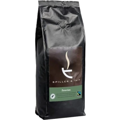 Image of Spiller &amp; Tait Peruvian Arabica Coffee Beans 1kg Freshly Roasted in the UK for Espresso Machines Rich Flavor