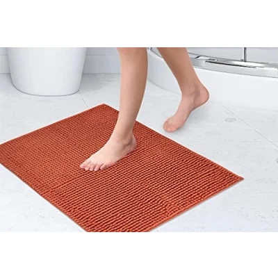 Image of Emma Barclay Noodle Soft Touch Non Slip Bathroom Rug in Burnt Orange Shower Mat 40x60cm
