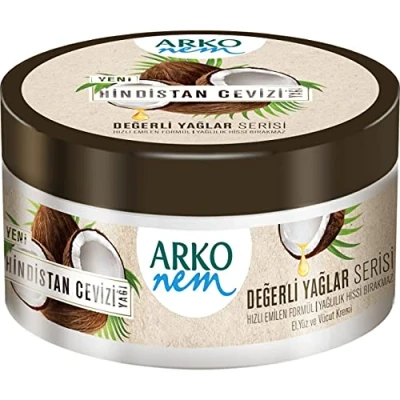 Image of Arko NEM Luxurious Moisturising Cream Coconut Milk Formula 250Ml Tub Lightweight Suitable For Daily Use