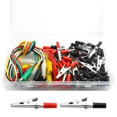 Image of WMYCONGCONG 100 PCS Metal Alligator Clips Electric Test Clamps Jumper + 10 Double Ended Lead Wires 19.68 inch 22AWG