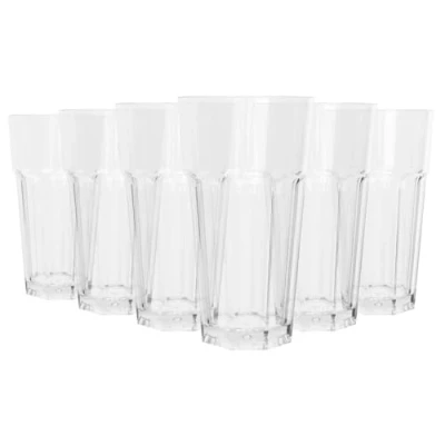 Image of Argon Tableware Reusable Plastic Glasses 580ml Pack of 6 Highball Clear Cocktail Champagne Unbreakable Tumbler Drinking Cups for Garden, Parties, Weddings, BBQ and Picnic
