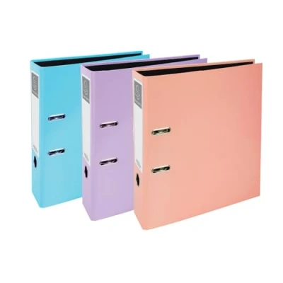 Image of Exacompta A4 Lever Arch File, 75mm, Office Binder, Assorted, Pack of 3 in Pastel Blue, Pink and Purple, Stationery Folders for Paperwork Document Organisation 227/0009Z