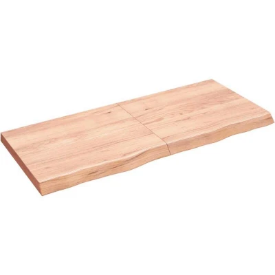 Image of vidaXL Bathroom Countertop Light Brown 140x60x(2 6)cm Treated Solid Wood