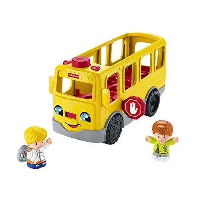 Image of Fisher Price Little People Sit with Me School Bus Multilanguage Edition, push along toy vehicle music for toddlers and preschool kids ages 1 5 years, HJN36