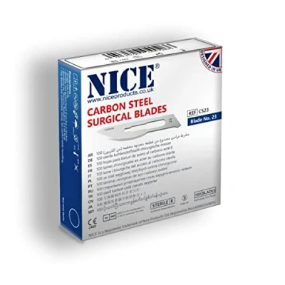 Image of 100 x NICE No.23 Sterile Carbon Steel CS23 Surgical Blades