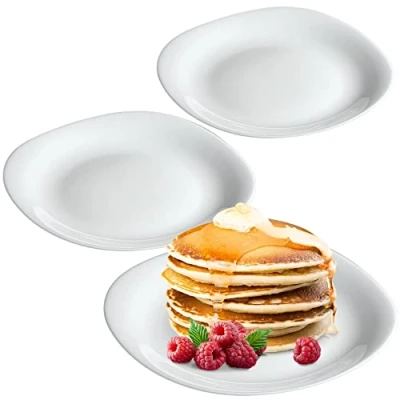 Image of KADAX White Dinner Plates, Dishwasher Ggee Plate Set, Reinforced Glass Modern Tableware for Home and Restaurant (White/3 Pieces)
