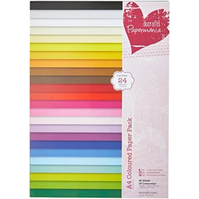 Image of Papermania A4 Coloured Paper, Pack of 48, Multi Colour