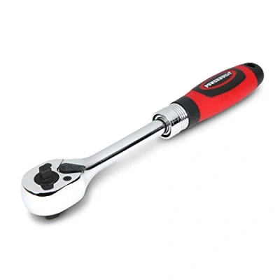 Image of Powerbuilt Dual Size Extendable Ratchet, 1/4 Inch and 3/8 Drive, 72 Tooth, 5 Degree Swing, Lightweight, Rubber Handle Red 940926