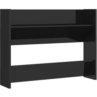 Image of vidaXL Wall Shoe Cabinet High Gloss Black 80x18x60 cm Engineered Wood