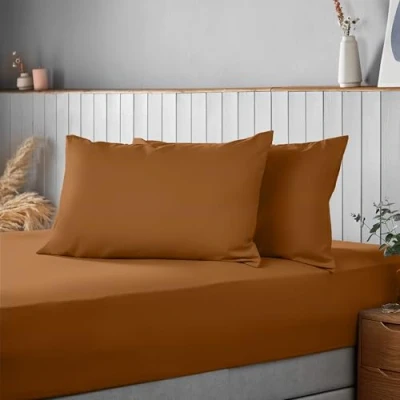 Image of Silentnight Supersoft Terracotta Pillowcase Pair Cosy &amp; Comfortable Smooth Touch Easy Care Microfibre Stylish Modern Bed Pillow Case Protector 2 Pack, Retain Shape Colour, Orange