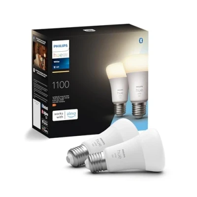 Image of Philips Hue Smart Bulb, B22, Dimmable, Dynamic Settings, Works with Alexa, Google Assistant and Apple Homekit, Twin Pack