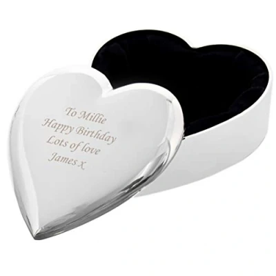 Image of Custom Personalised Heart Trinket Box. Laser Engraved Birthdays, Bridesmaid, Wedding Favours, Christmas, Teacher Gifts, For Mum Her.