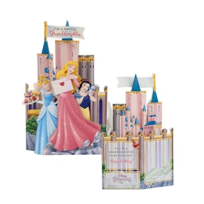 Image of UK Greetings 3D Granddaughter Birthday Card Pop Up Disney Princess Castle