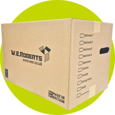 Image of W.E. Roberts moving Boxes Large STRONG Cardboard house Packing for Removal with handholes and Room List (Pack of 5)