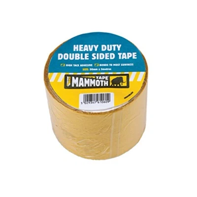 Image of Everbuild Mammoth Heavy Duty Double Sided Tape High Tack Adhesive Clear 50mm x 5m