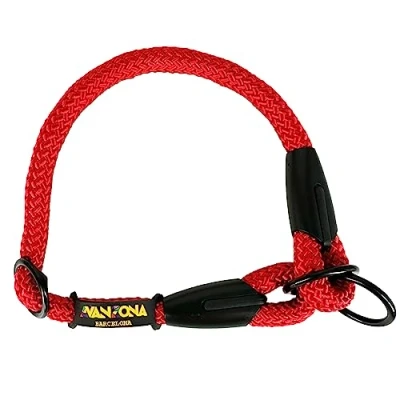 Image of Martingale Dog Collars, Choke Collar for Small Medium Large Dogs. Half Collar. Effective No Pull. Adjustable Nylon Round. Made in Spain. Red.