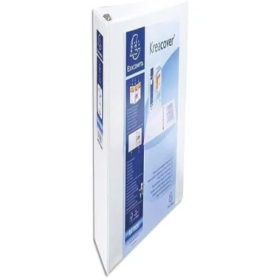 Image of Exacompta ref. 51845E 1 customizable rigid opaque binder with 3 pockets 4 D rings of 60 mm Spine 90 External dimensions: 32 x 30 cm Format to be filed A4 Maxi Colour: white