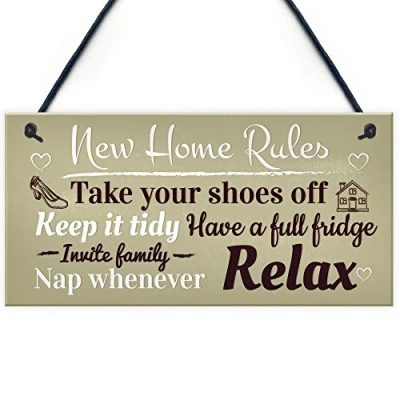 Image of RED OCEAN New House Rules Novelty Wall Plaque Shabby Chic Home Decor Kitchen Sign Friendship Gift