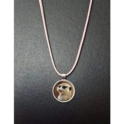 Image of Meerkat Pendant On a 18&quot; Pink Cord Necklace With Lobster Clasp Fastener Ideal Birthday Mothers Day Gift N52