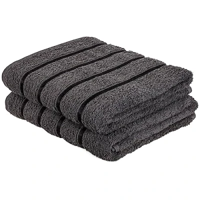 Image of A2Z Luxurious 100% Cotton Charcoal Color Towels 500 GSM Soft Absorbent Set Of 2 Bath Towel (66x118 cm)