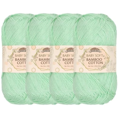 Image of JubileeYarn Baby Soft Bamboo Cotton Yarn 50g/Skein Mint Green 4 Skeins