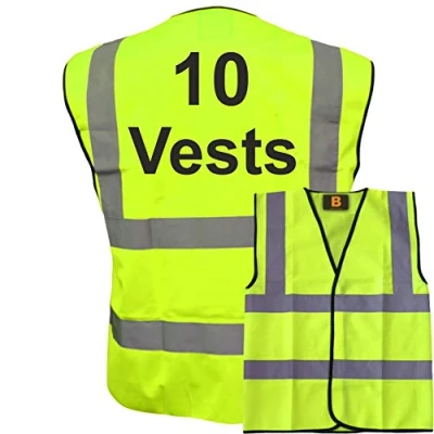 Image of 10 Yellow Hi Vis Safety Vests, Conforms to EN20471, Bulk Discounts, Brook Vest