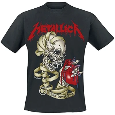 Image of Metallica Heart Explosive Men&#039;s T Shirt Black L 100% Cotton Regular