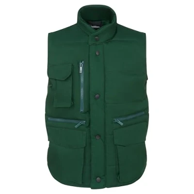 Image of ØRN International Eider (4700) Mens Workwear Padded Bodywarmer, Windproof, Machine Washable Bottle Green, Extra Large