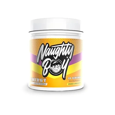 Image of Naughty Boy High Energy Pre Workout Powder with Beta Alanine, Citrulline &amp; Caffeine Supplements for Men Women Clinically Dosed Drink 390g/30 Servings (Orange Passion fruit)
