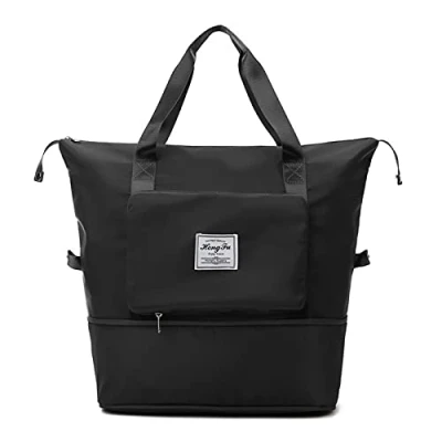 Image of Large Capacity Folding Travel Bag, Lightweight Waterproof Foldable Carry Luggage Bags for Travel, Weekend (Black)