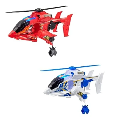 Image of Teamsterz Mean Machine Helicopter Emergency Service With Realistic Lights &amp; Sounds Fire Rescue Toys Winch Sliding Doors 3+ (Police)