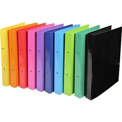 Image of Exacompta ref. 54929E 1 Iderama film coated rigid binder 2 round rings, diameter 30 mm Spine 40 External dimensions: 32 x 26 cm A4 file format 10 assorted colors