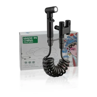 Image of Bidet Sprayer Set, Portable Shower, Bidets Attachment for Toilet UK, Shower with Extendable 2m Hose &amp; Dual Control Valve Sprayer, Muslim Bath taps (Black T)