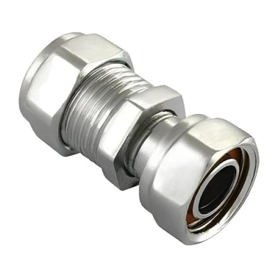Image of 15mm x 1/2&quot; Straight Chrome tap Connector (Known as Pipe Fittings/Chrome Fittings / Compression Fitting/Chrome Also Available in 22mm 3/4 Inch BSP)