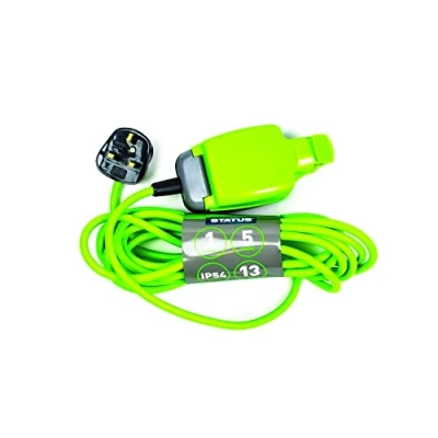 Image of STATUS 1 Socket Extension Lead 5m Green Waterproof Cable 13 amp Weatherproof 1W5M13AIP54S6