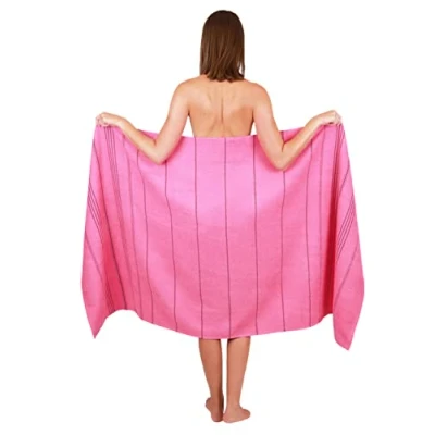 Image of Betz XXL bath towel large beach sauna made of 100% cotton 90x180 cm LINES colour purple