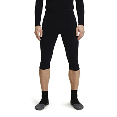 Image of FALKE Men&#039;s Warm 3/4 M TI Functional Yarn Quick Dry 1 Piece Base Layer Bottom, Black (Black 3000), S