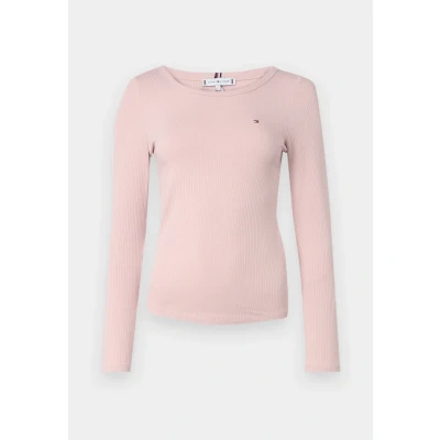 Image of Tommy Hilfiger SLIM Long sleeved top, Women&#039;s, Size: XXS, Foggy pink