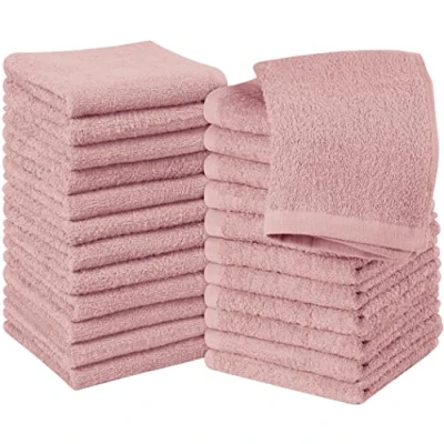 Image of Utopia Towels Cotton Washcloths Set 100% Ring Spun Cotton, Premium Quality Flannel Face Cloths, Highly Absorbent and Soft Feel Fingertip (24 Pack, Dusty Pink)