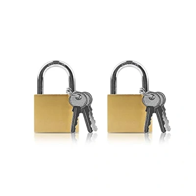 Image of Lamondre Padlock 2 Pack Padlocks, Small with Keys, Mini Padlock, Key for Gym Locker, Travel Bags, Cabinets 32mm