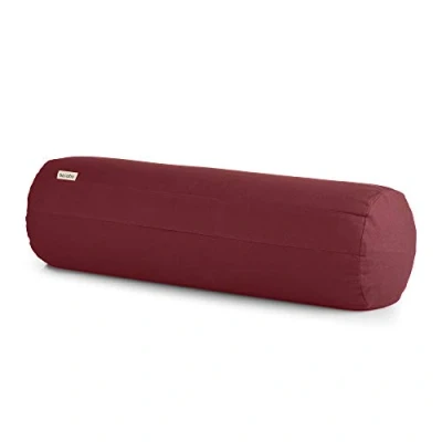 Image of basaho Yoga Bolster Organic Cotton Buckwheat Hulls Removable Washable Cover (Tibetan Maroon)