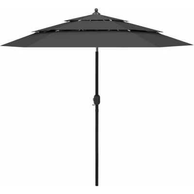 Image of vidaXL 3 Tier Garden Parasol with Aluminium Pole Anthracite 2.5 m