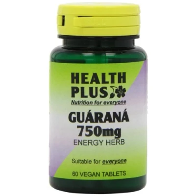 Image of Health Plus Guarana 750mg Energy and Performance Supplement 60 Tablets